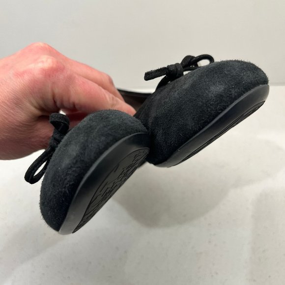 AGL Pump Black Leather Suede Shoes Round Toe Bow Accent Block Heels Sz 36 1/2 - Picture 8 of 14